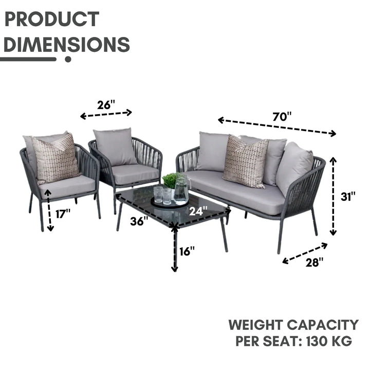 Ophelia 5-Seater Outdoor All-Weather Rope Sofa Set