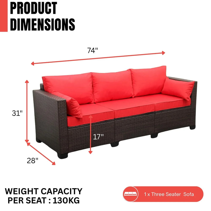 Montserrat 3-Seater Outdoor Rattan Wicker Patio Sofa