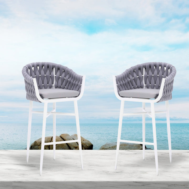 Ece Outdoor Patio Bar Chair 2 Chairs For Balcony Braided & Rope