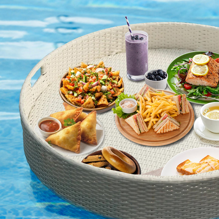 Ken Luxury Floating Serving Tray For Swimming Pool - White ( Round )