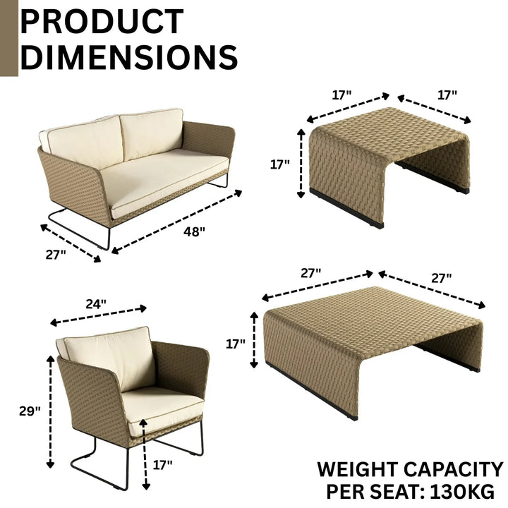 Naomi 5-Piece All Weather Wicker Sofa Set