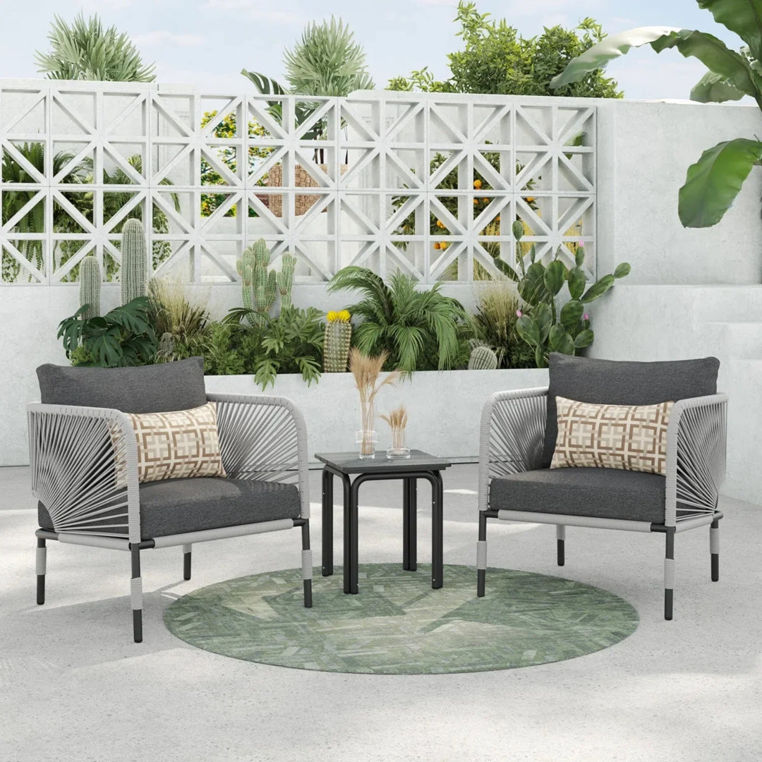 Graciela 3 Piece Garden Outdoor Rope Patio Set