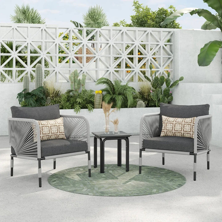 Graciela 3 Piece Garden Outdoor Rope Patio Set