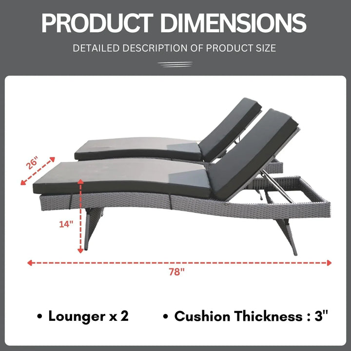 Akira All-Weather HDPE Wicker Outdoor Chaise Lounge Chair Set of 2