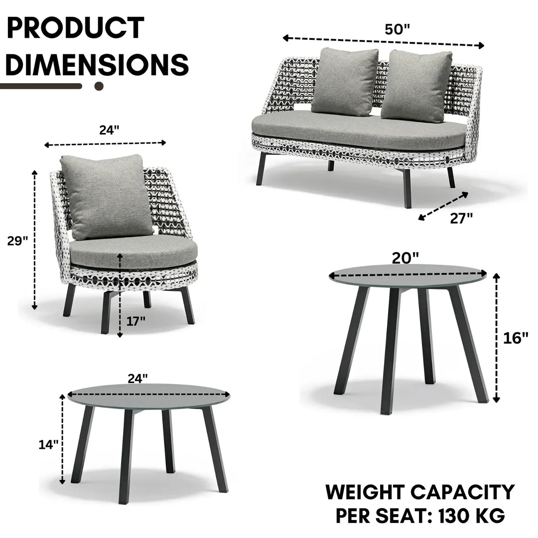 Lujayn Outdoor Double Tone Rattan Wicker  Sofa Set