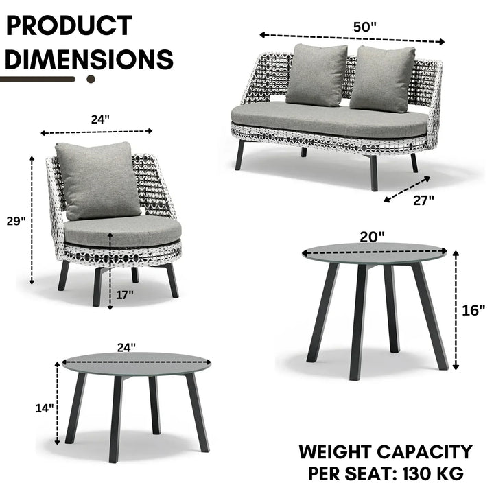 Lujayn Outdoor Double Tone Rattan Wicker  Sofa Set