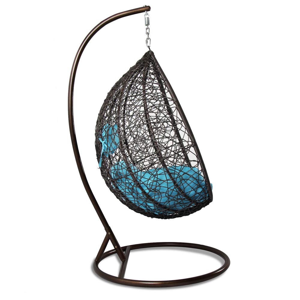 Celestino Single Seater Hanging Swing With Stand For Balcony , Garden Swing (Black)