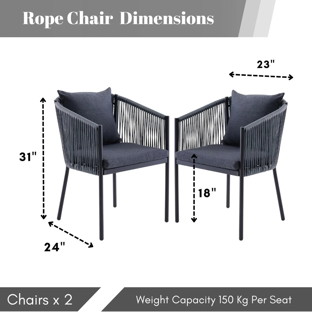 Mackenzie 2-Piece Outdoor Rope Patio Dining Chairs
