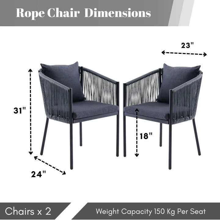Mackenzie 2-Piece Outdoor Rope Patio Dining Chairs