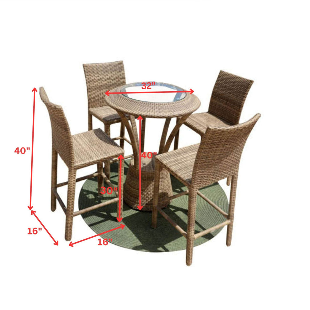 Elsie Outdoor Patio Bar Sets 4 Chairs and 1 Table (Arabica)