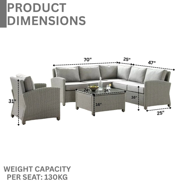 Londyn L-Shape Outdoor Wicker Sofa Set