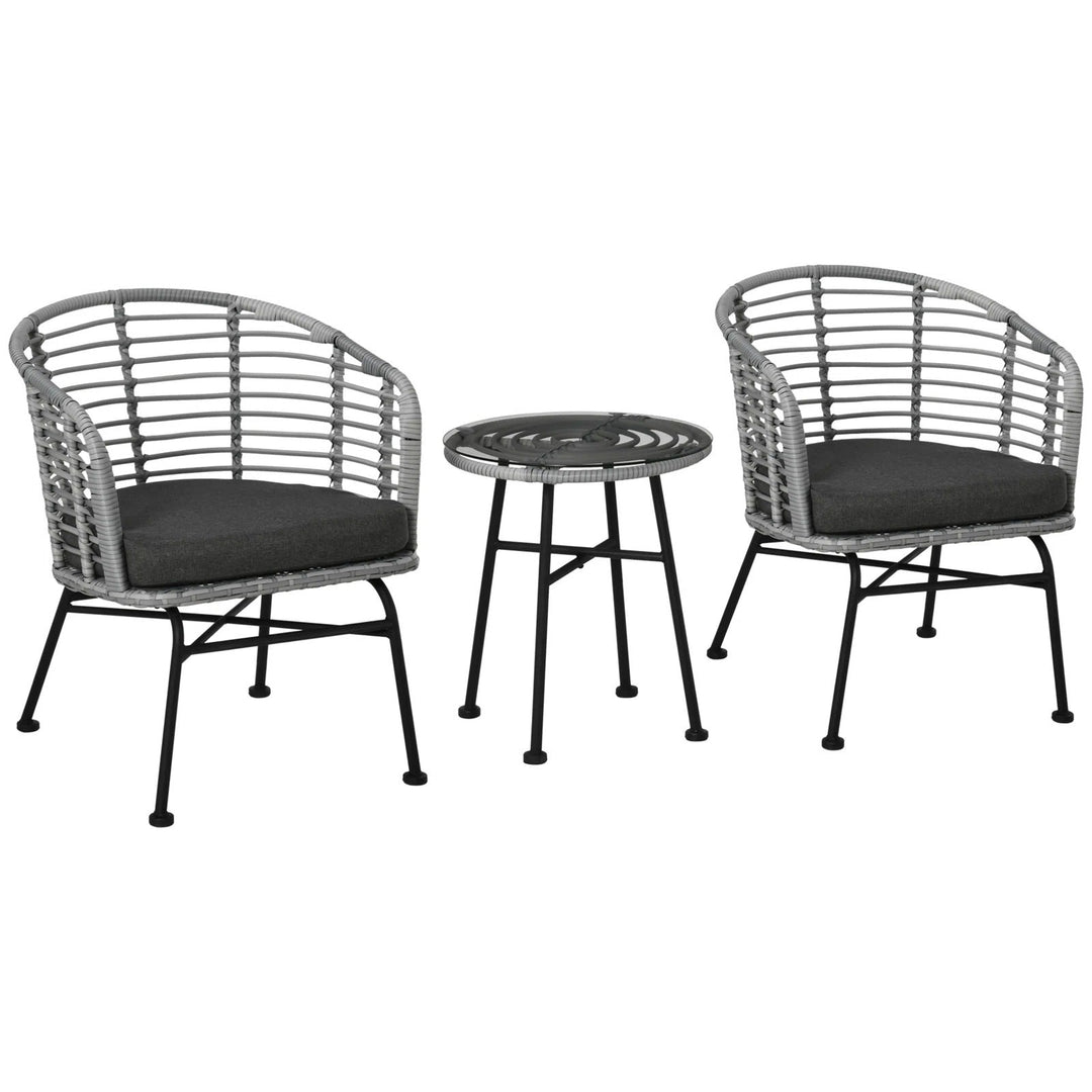 Apto Outdoor Patio Seating Set 2 Chairs and 1 Table Set (Grey)