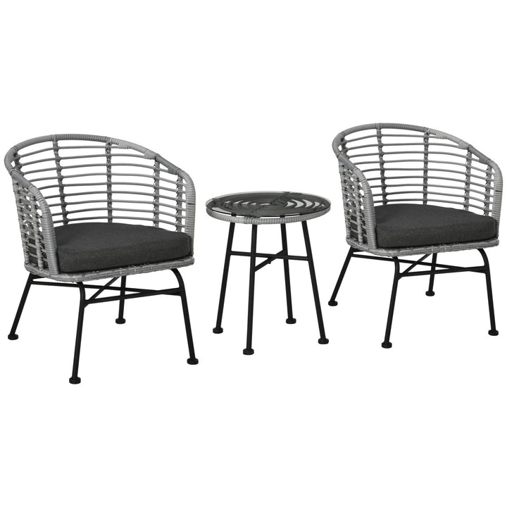 Apto Outdoor Patio Seating Set 2 Chairs and 1 Table Set (Grey)