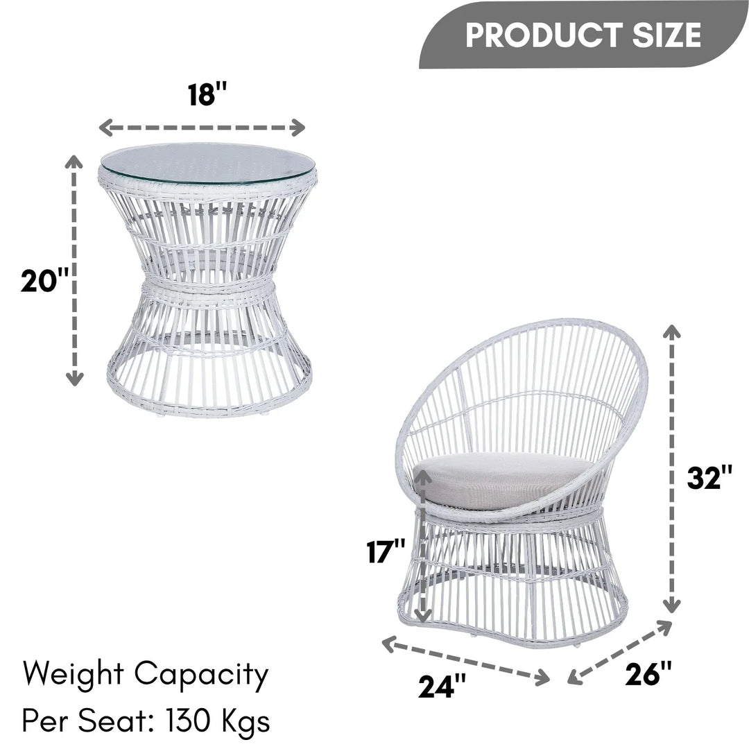 Liora Outdoor Rope Patio Set with Glass Top Table