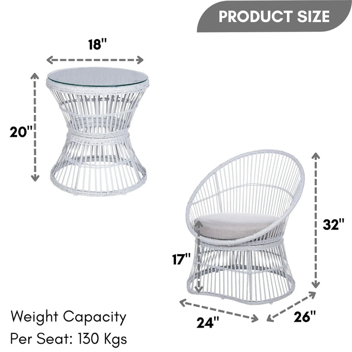 Liora Outdoor Rope Patio Set with Glass Top Table