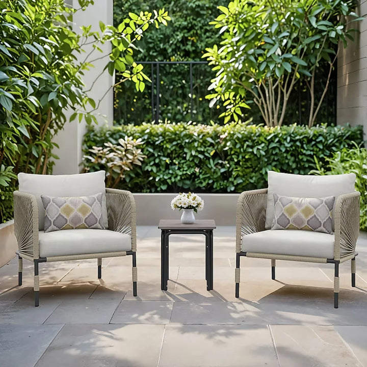Taylor 3 Piece Garden Outdoor Rope Patio Set