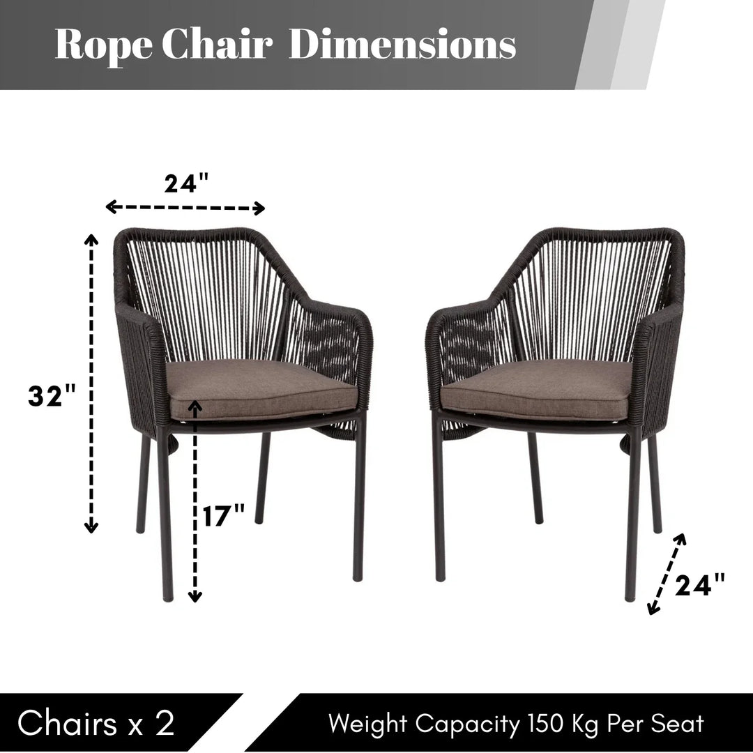 Magnolia 2-Piece Outdoor Rope Patio Dining Chairs