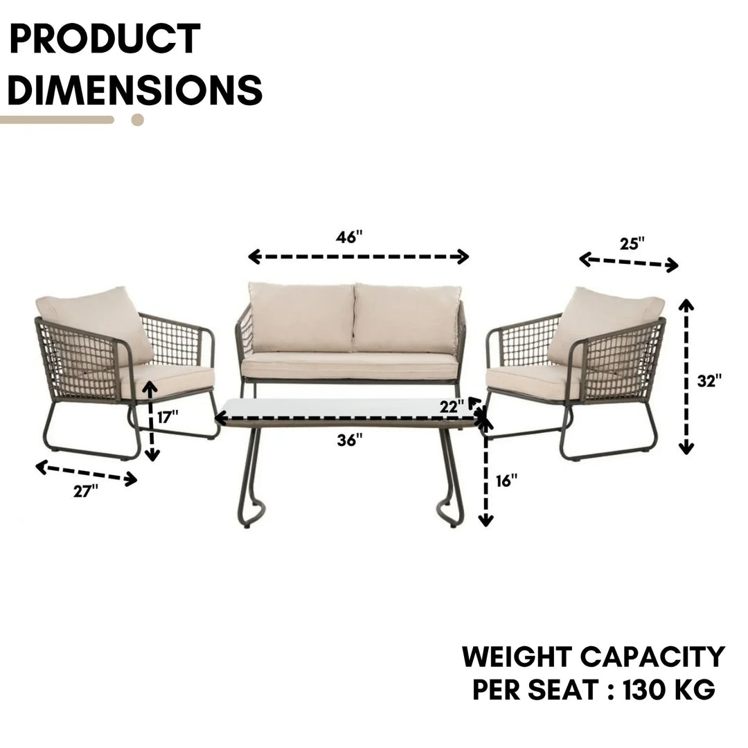 Clementine 4 Piece Outdoor All-Weather Rope Sofa Set