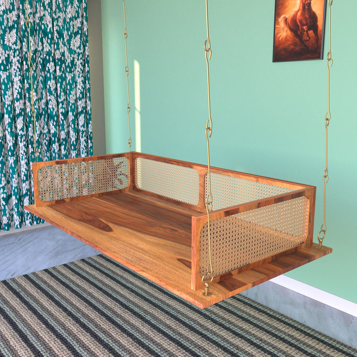 Advika Classic Modern Montage Style Handmade Wooden Swing