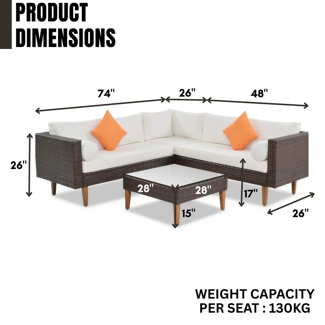 Manuela 3-Pieces Outdoor Wicker  L-Shape Sofa Set