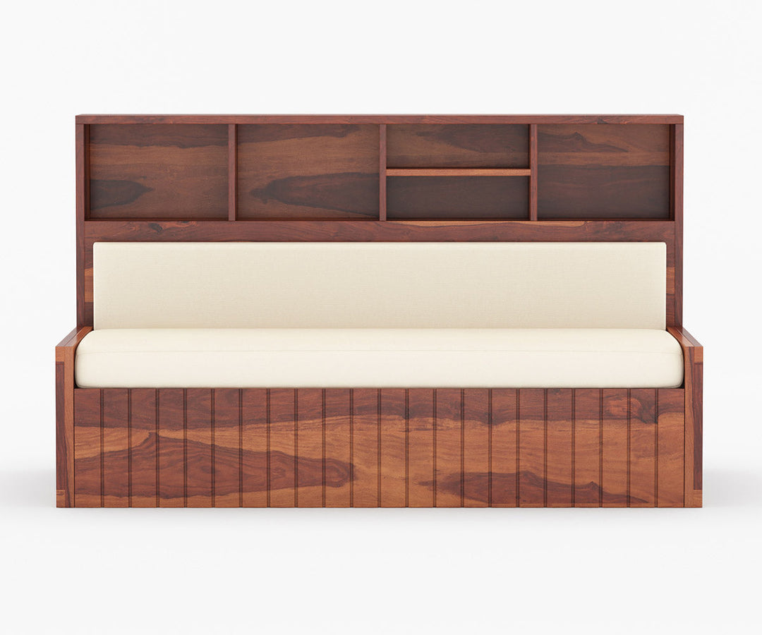 Taras Solid Wood Sheesham Sofa Cum Bed | Solid Wood Sofa Come Bed (Honey Finish)