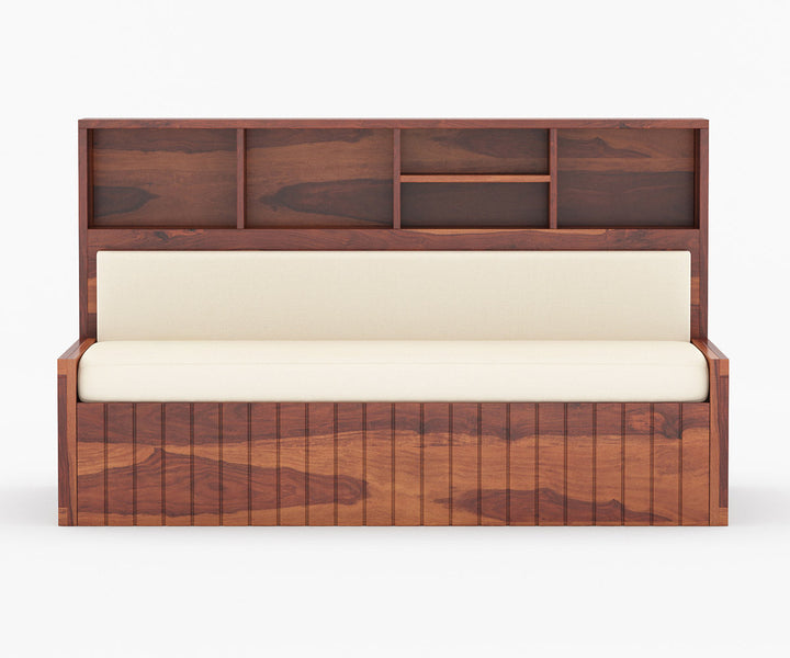 Taras Solid Wood Sheesham Sofa Cum Bed | Solid Wood Sofa Come Bed (Honey Finish)