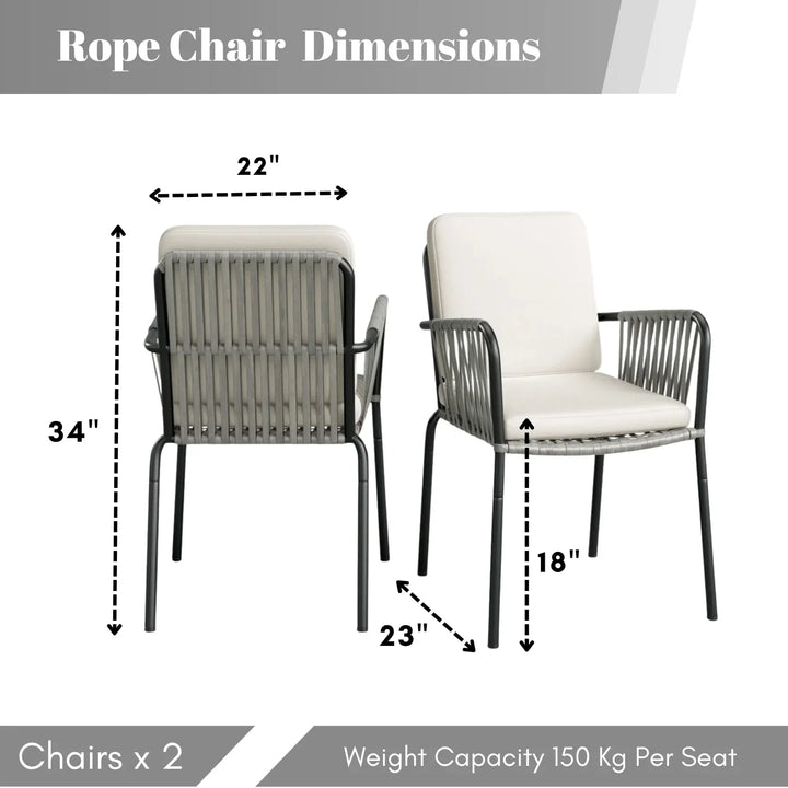 Sakshi 2-Piece Outdoor Rope Patio Dining Chairs