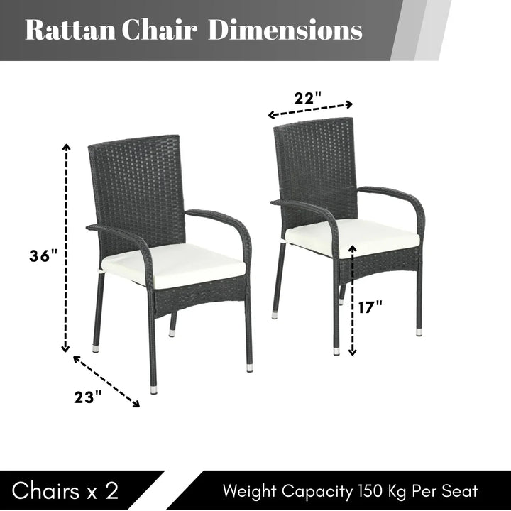 Vedika 2-Piece Outdoor Rattan Wicker Patio Dining Chairs