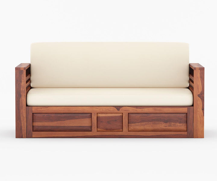 Artem Solid Wood Sheesham Sofa Cum Bed | Solid Wood Sofa Come Bed (Honey Finish)