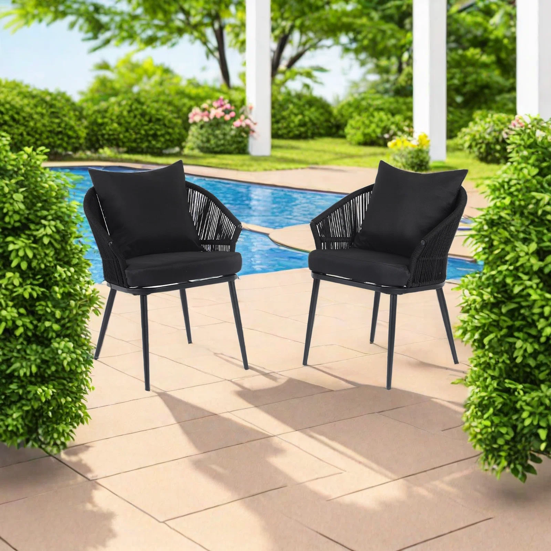 Aina Outdoor Patio Seating Set 2 Chairs Set Braid & Rope
