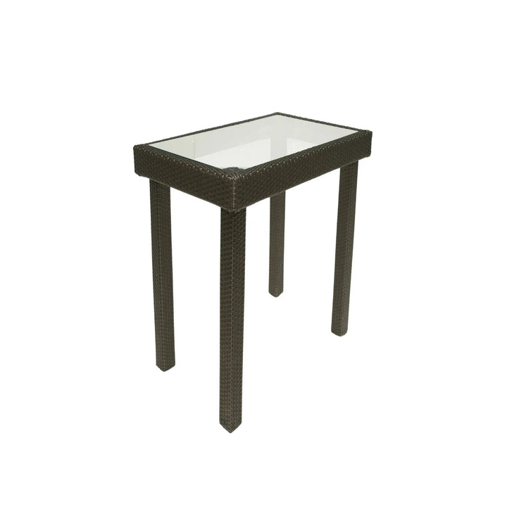 Verena Outdoor Rattan Wicker Bar Glass Top Table