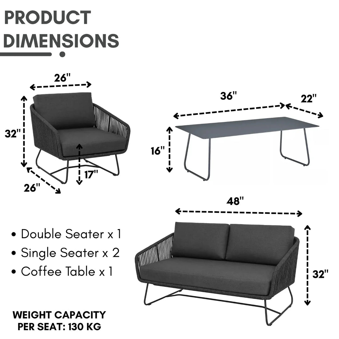 Ujjwala 4 Piece Outdoor All-Weather Rope Sofa Set