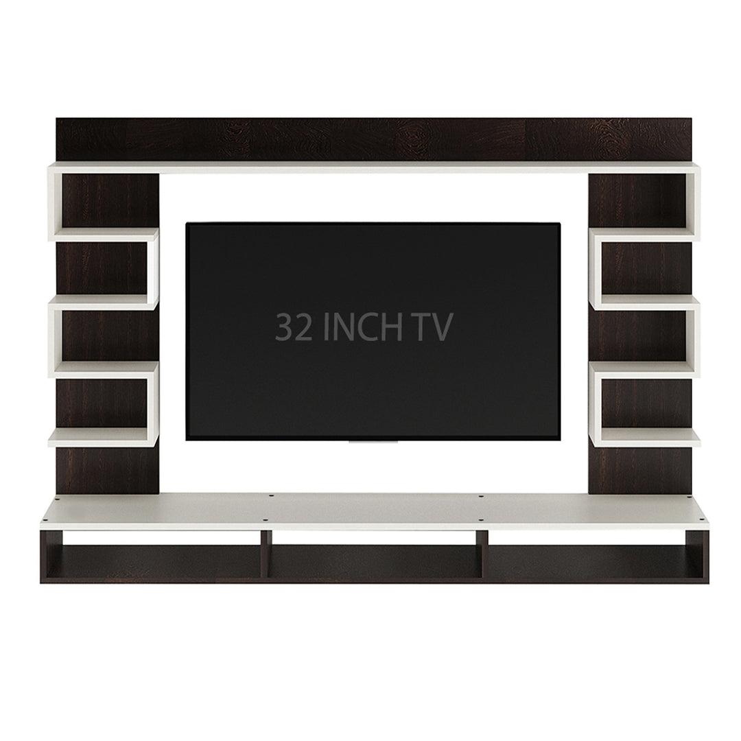 Juhi Wall-Mount TV Unit with Display Shelves – Wenge & White (32")