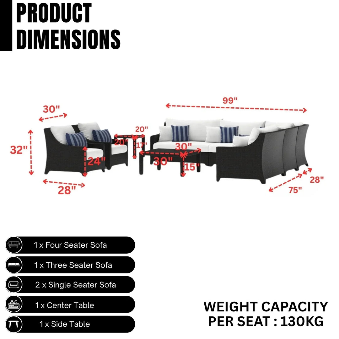 Saba All Weather Outdoor Wicker Garden L-Shape Sectional Conversation Set