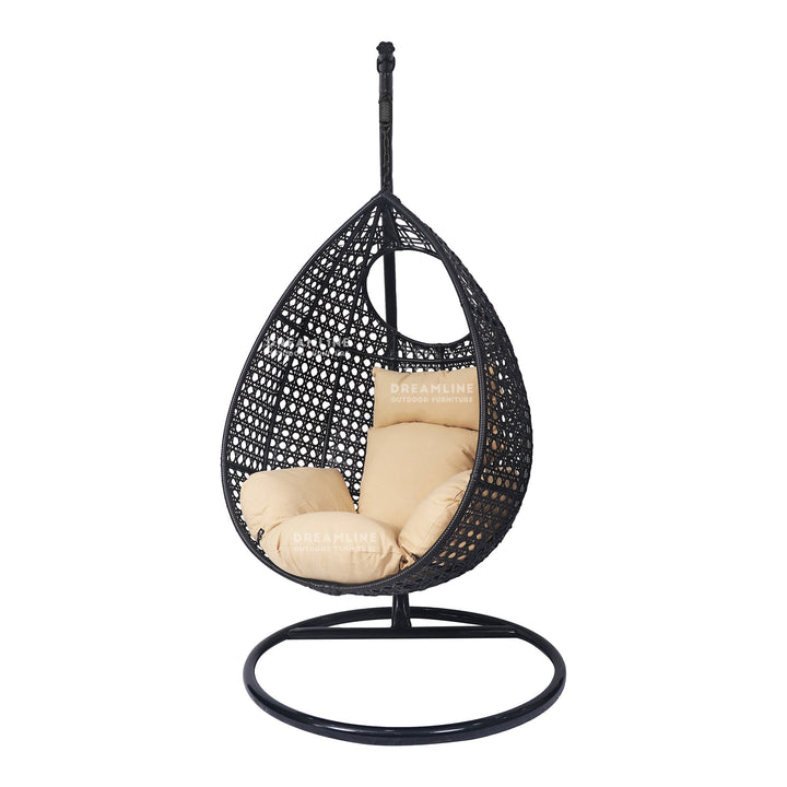 Craig Single Seater Hanging Swing With Stand For Balcony , Garden Swing (Dark Brown)