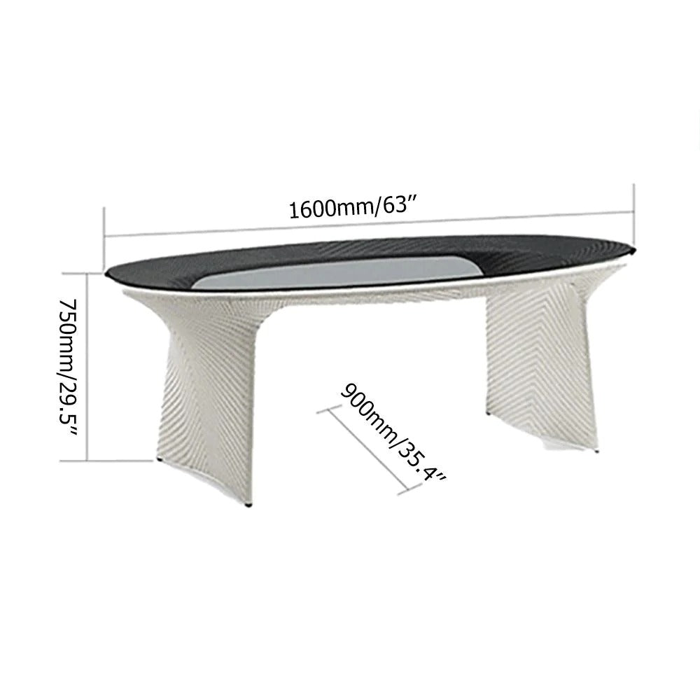 Modero Outdoor Patio Seating Set 6 Chairs and 1 Table Set (Tan + White)