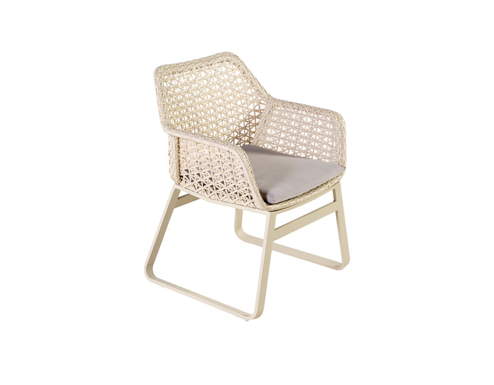 Buratti Outdoor Patio Dining Set 4 Chairs and 1 Table (Beige)