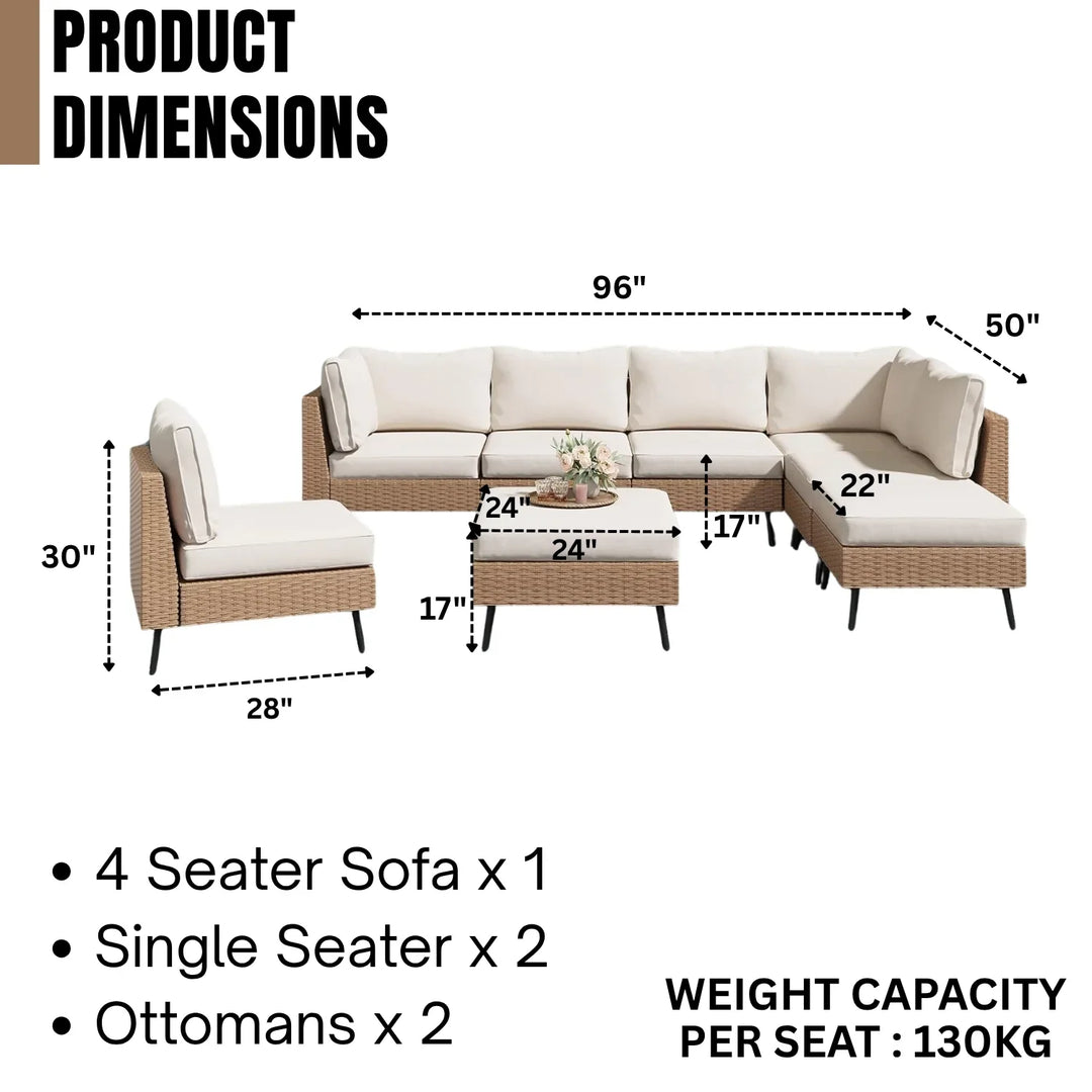 Ottilie Outdoor Rattan Wicker 8-Seater Sofa Set