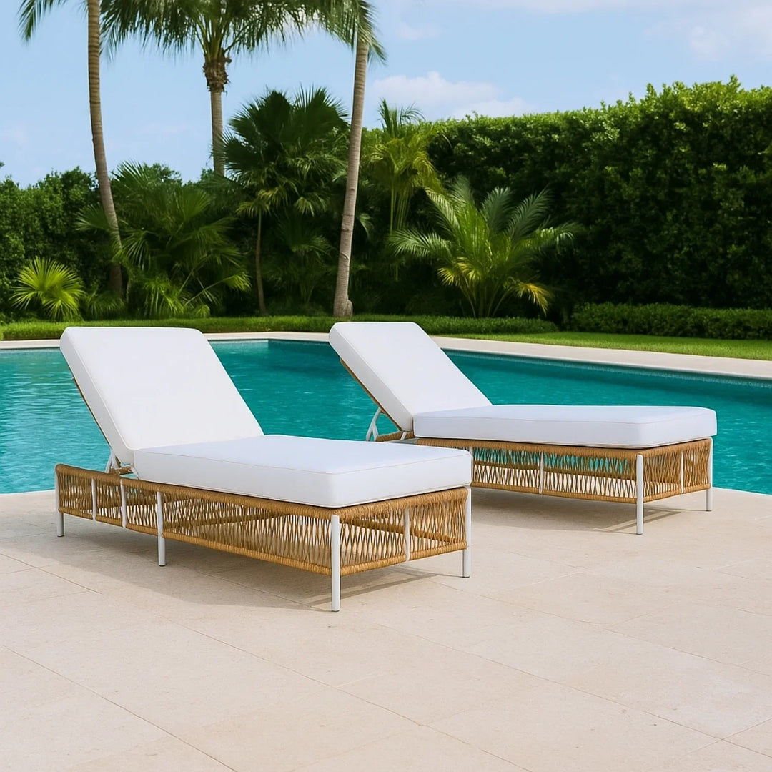 Giavanna Outdoor Rope Lounge Chairs Set of 2 with Thick Cushions