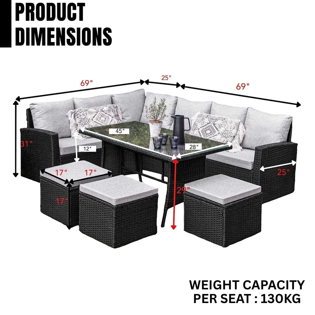 Paulina 6-Piece All-Weather Wicker Patio Furniture Set (Black/Grey)