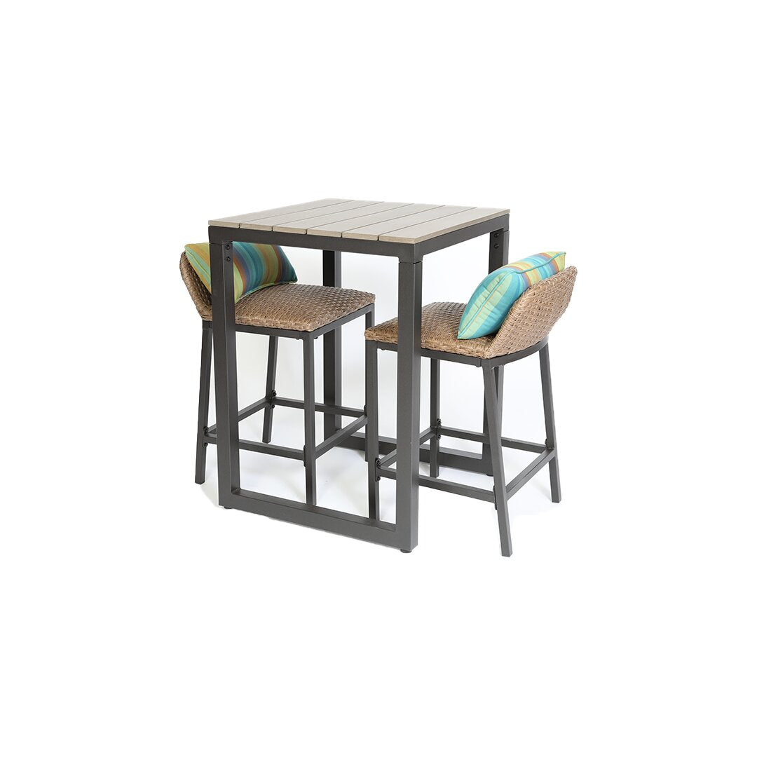 Romani Outdoor Patio Bar Sets 2 Chairs and 1 Table (Cream)