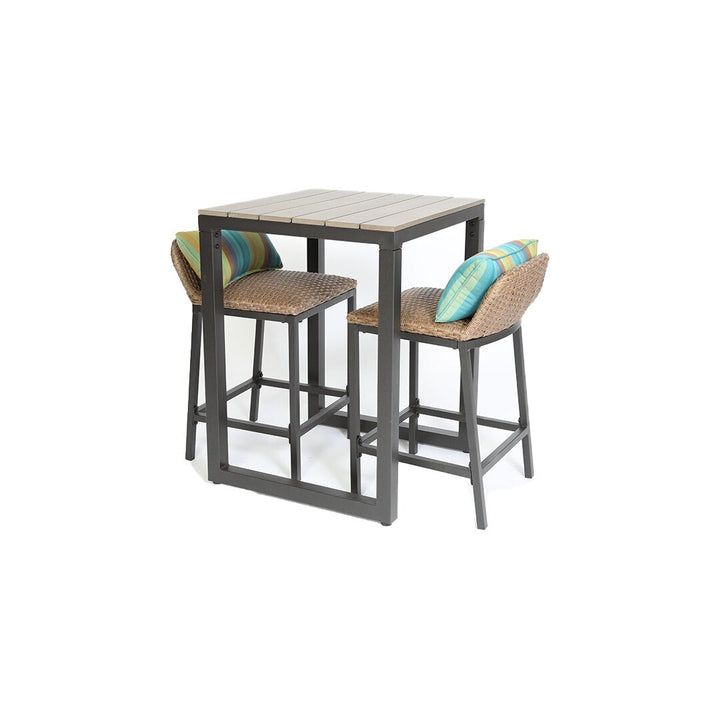 Romani Outdoor Patio Bar Sets 2 Chairs and 1 Table (Cream)