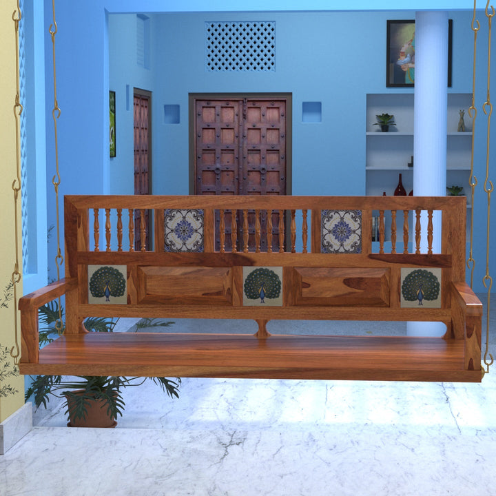 Alisha Luxurious Premium Tiled Handmade Wooden Swing for Home