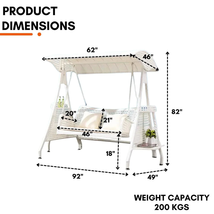 Outdoor Wicker 2-Seat Patio Swing Chair with Shade & Cushions