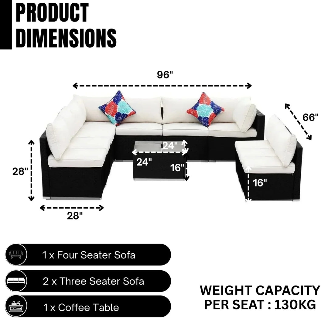 Ranya Outdoor Garden Conversation Sofa Set (Black/Off-White)