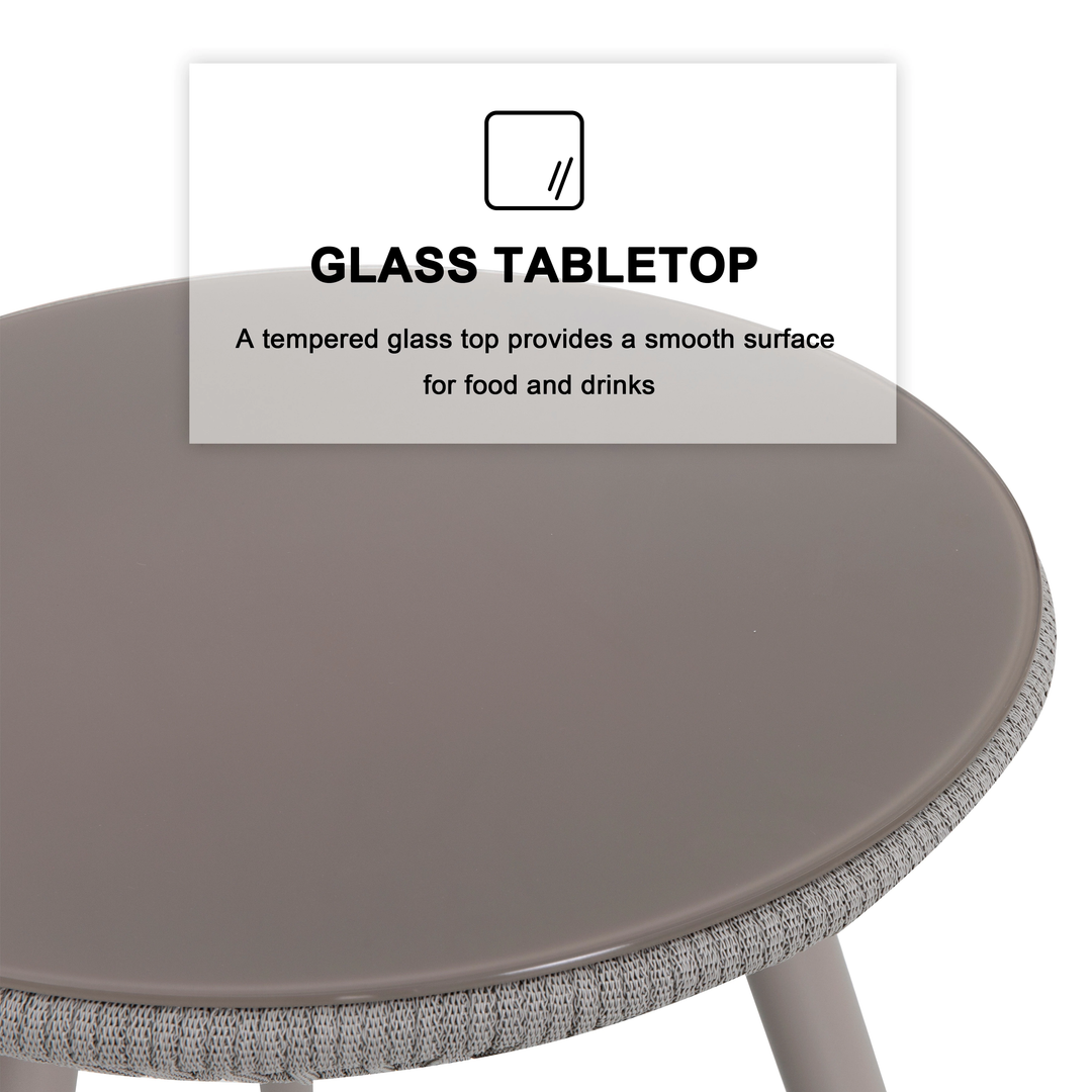 Detect Outdoor Patio Seating Set 2 Chairs and 1 Table Set (Grey) Braided & Rope