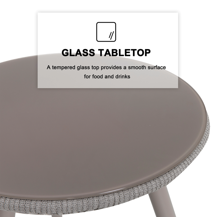 Detect Outdoor Patio Seating Set 2 Chairs and 1 Table Set (Grey) Braided & Rope