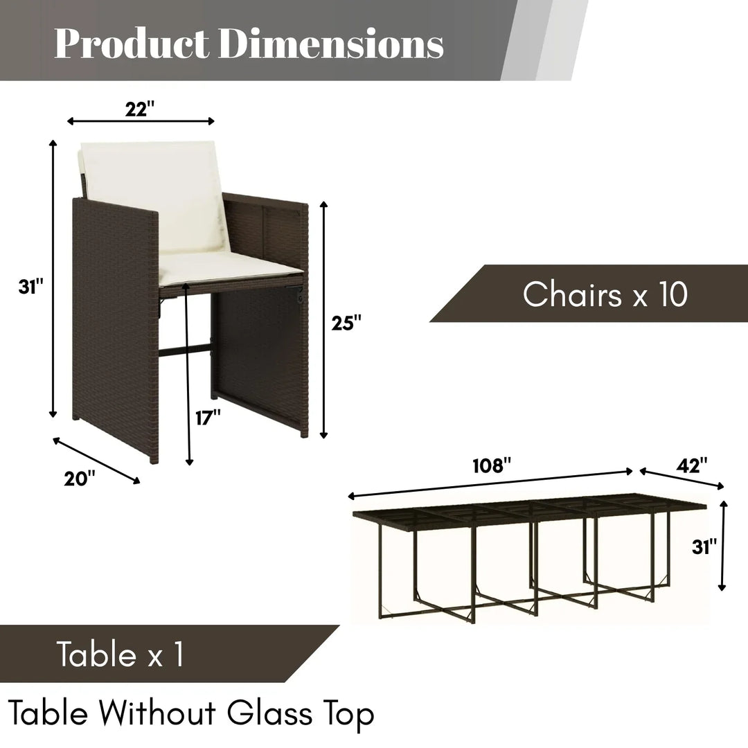 Brooklyn 11-Piece Outdoor Rattan Wicker Dinning Set