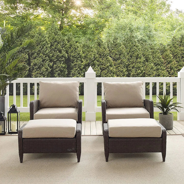 Hemangini Outdoor 4 Piece Patio Wicker Furniture Set