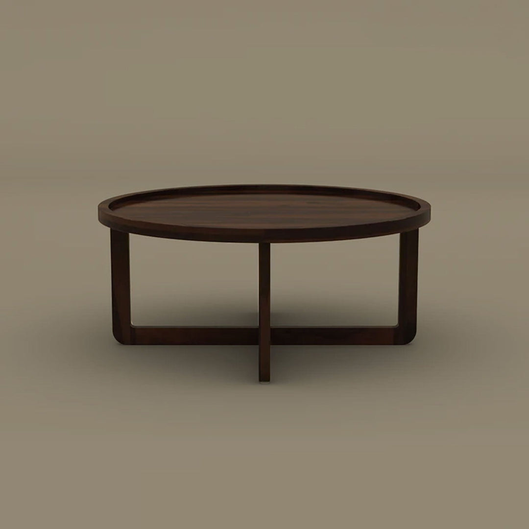 Kanak Round Coffee Table (Walnut Finish)
